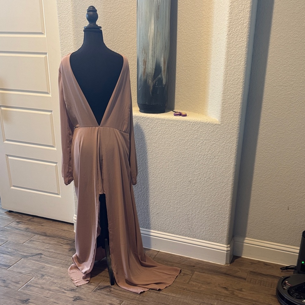 Elegant Tan Maxi Dress